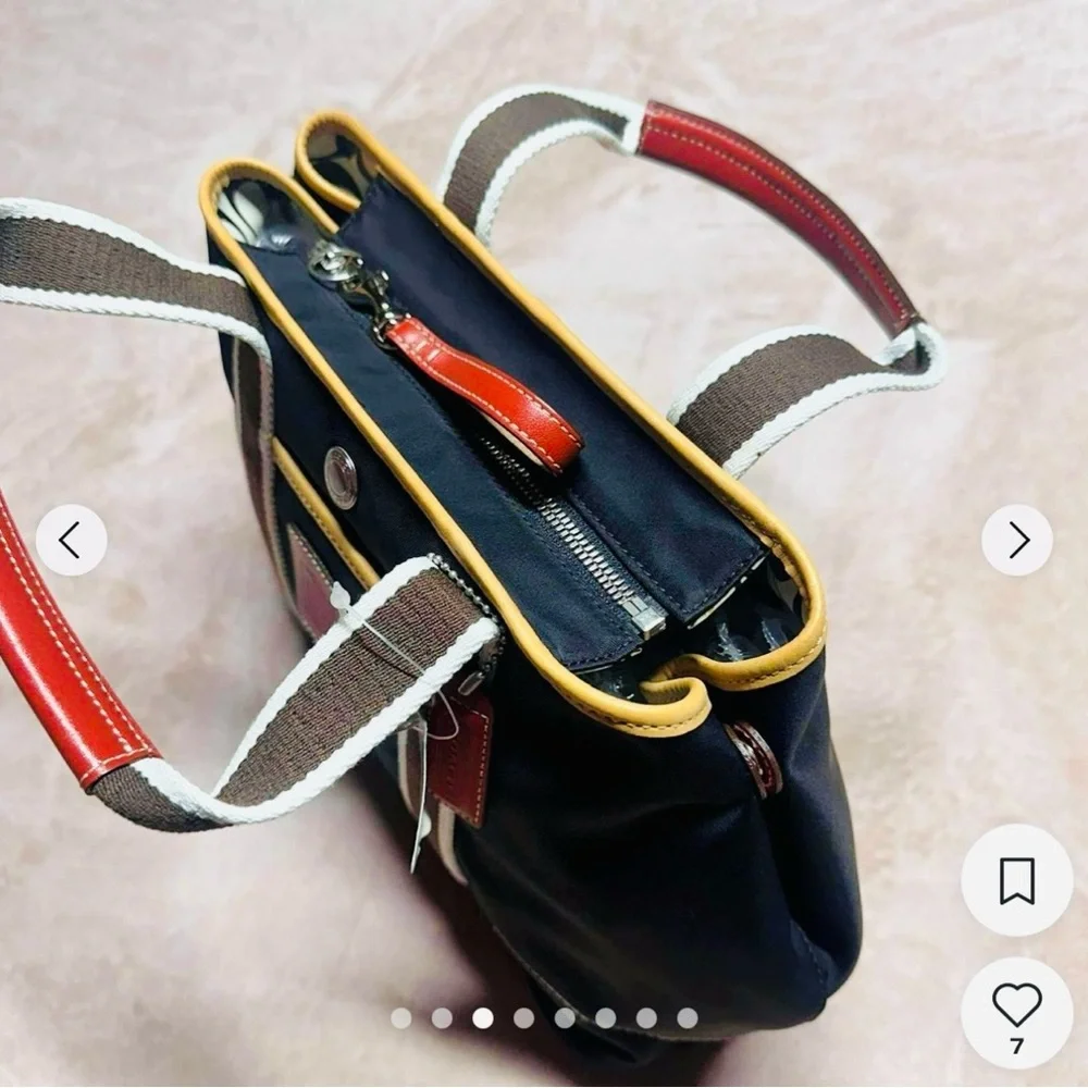 Coach Hampton Black Inside Out Tote with Red Handles and Red Logo Patch - Picture 3 of 15